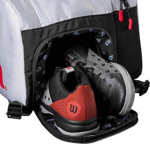 Miniatura 4 de WILSON Super Tour - Bolsa de pickleball con capacidad para hasta 3 paletas, gris/rojo/negro