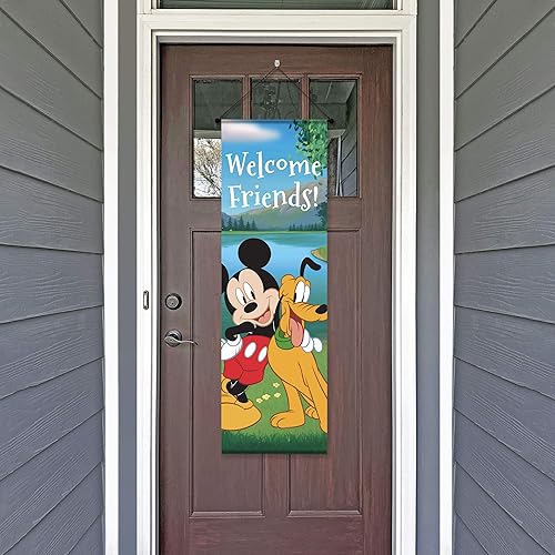 Miniatura 2 de Disney - Pancarta de Mickey Mouse y Pluto Welcome Friends para exteriores, 15 x 47 pulgadas, banderas colgantes para patio, pancarta para puerta
