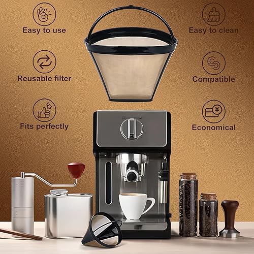 Miniatura 2 de 2 filtros de café, utilizados para reemplazar la cafetera de café Ninja, filtro de café #4, filtro de café de cesta cónica permanentemente