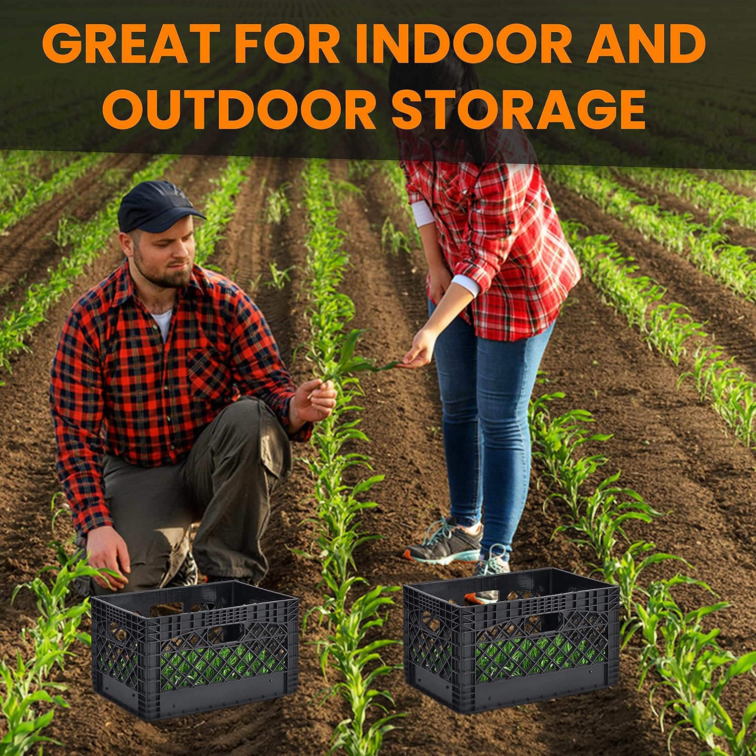 Juggernaut Storage 24 Quart 3 Pack Black Heavy Duty Rectangular Stackable Dairy Milk Crates, 11" Height, 19" Width : Office Products