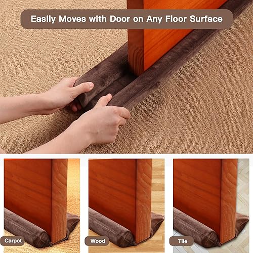 Miniatura 7 de GDHOMM Tapón para debajo de la puerta, burlete para rellenar y sellar huecos, tamaño ajustable de 30 a 36 pulgadas, mantiene fuera la corriente,