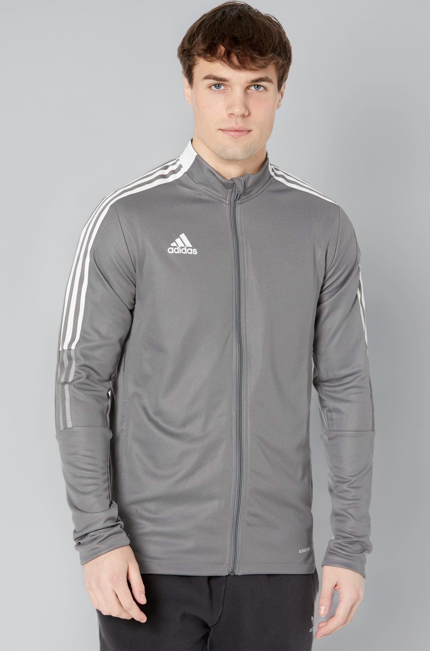 adidas Men's Polyester Standard Length Tiro 21 Track Jacket Team Grey Medium
