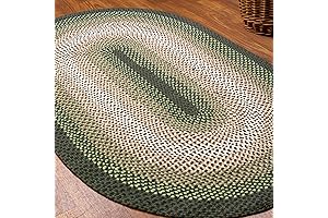 Super Area Rugs Oval 5' X 7' Green - Ivory Braided Rugs...