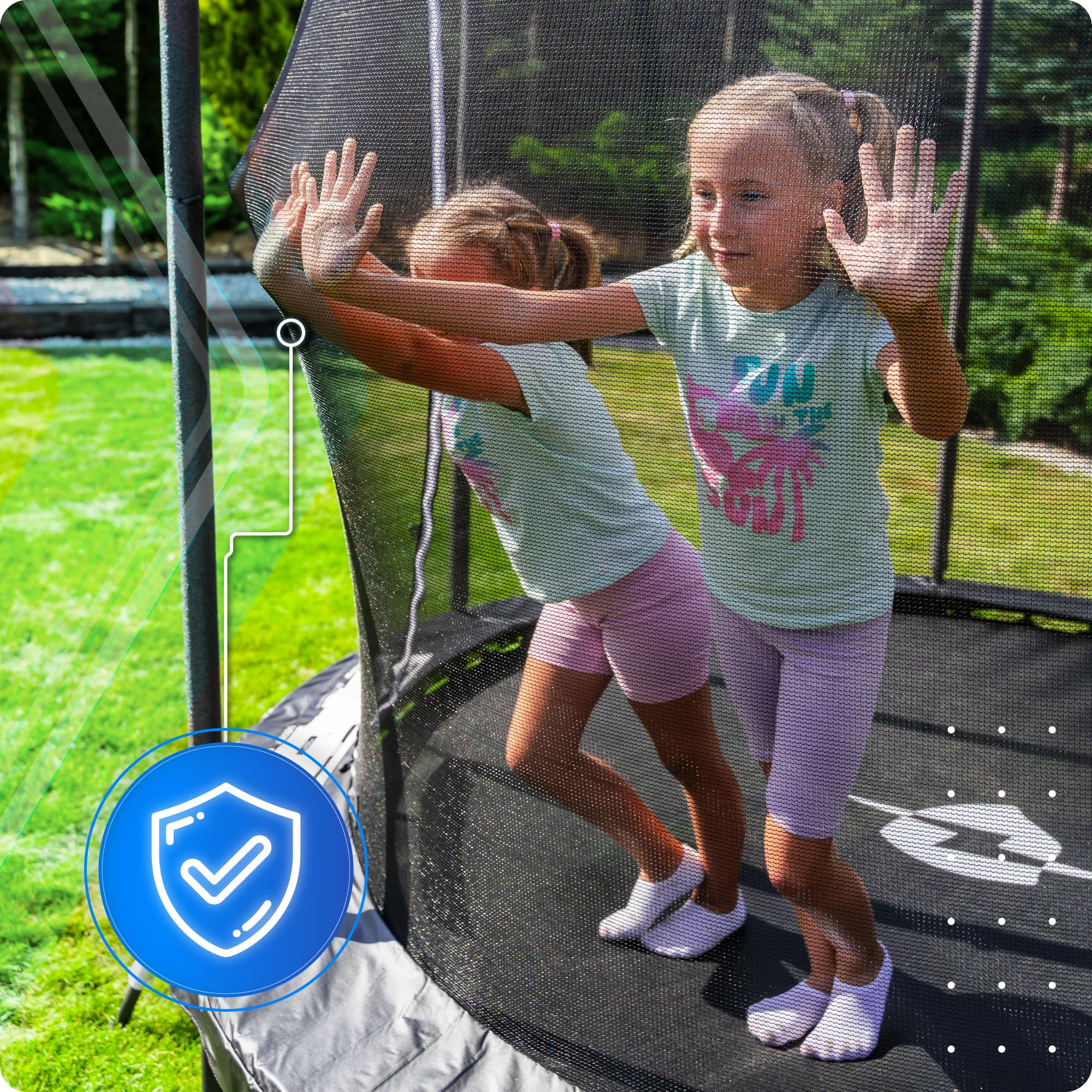 THUNDER Trampolino da Giardino Outdoor con Rete di Sicurezza & Scala – Stabile & Resistente alle Intemperie per Giardino e Tempo Libero