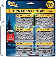 Vista 1 de Leafeon Paquete de 600 ganchos para adornos de Navidad - Ganchos plateados para adornos de Navidad - Adecuados como decoración para árbol de Navidad