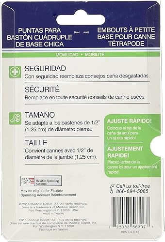 Miniatura 2 de Drive Medical Puntas de caña cuádruple de base pequeña, color negro (RTL10320BKB)