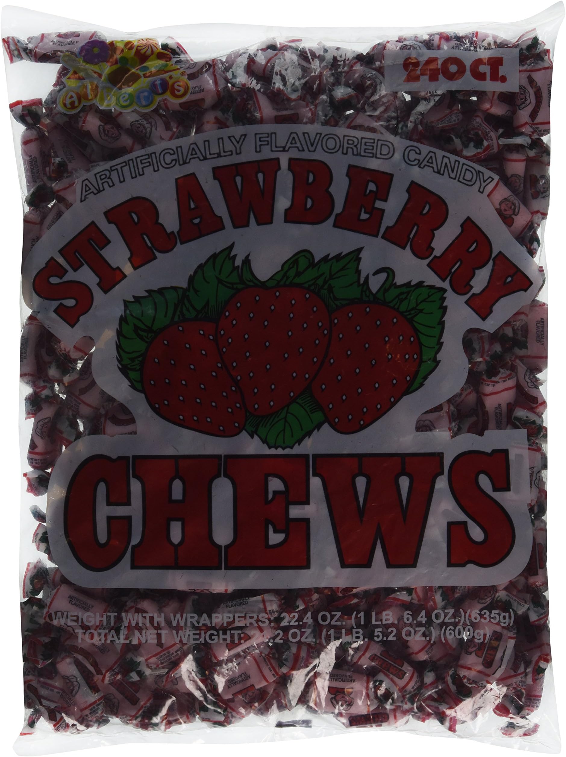 Albert's Fruit Chews - Strawberry Flavor (240 Candies)