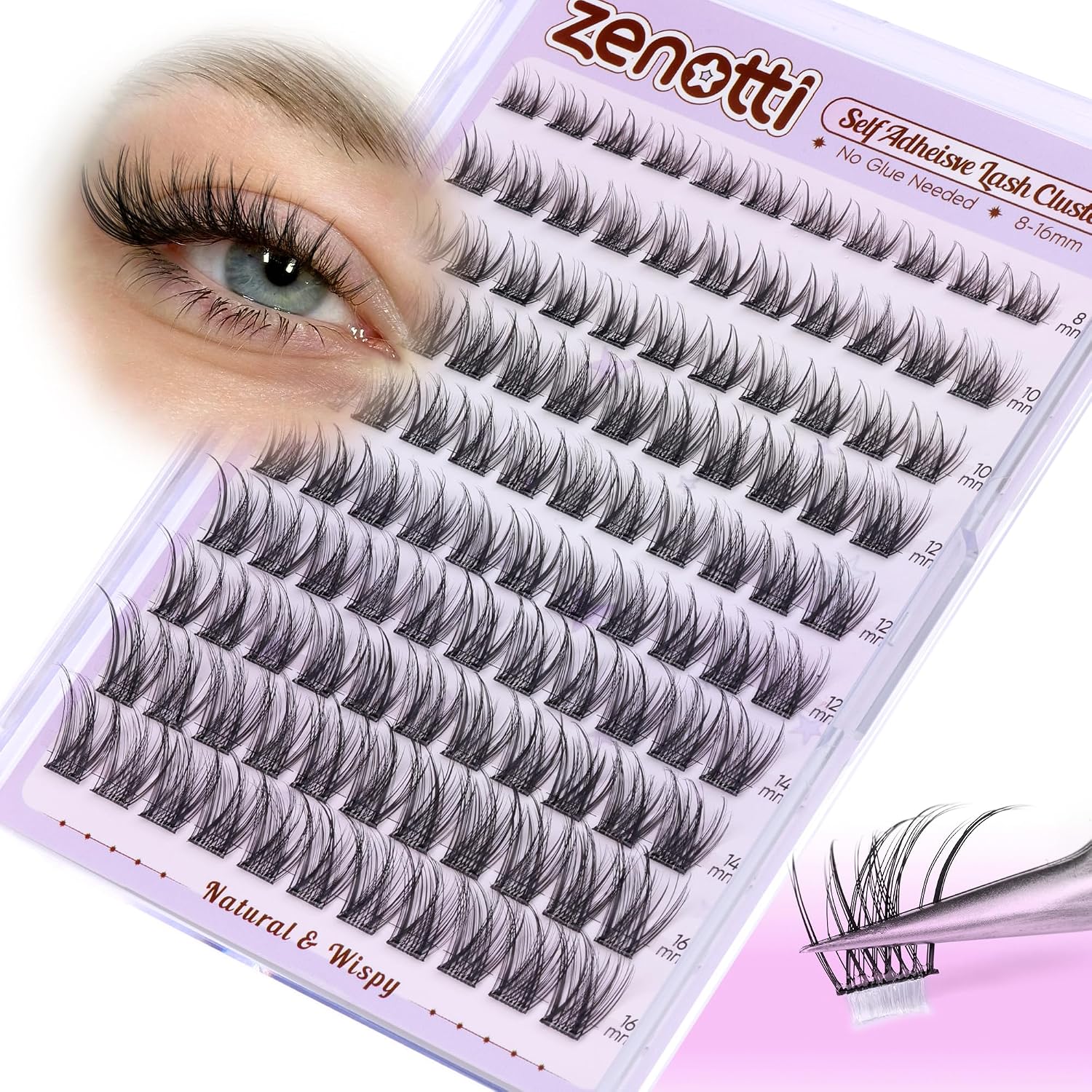 Zenotti Self Adhesive Eyelash Clusters - Natural & Wispy