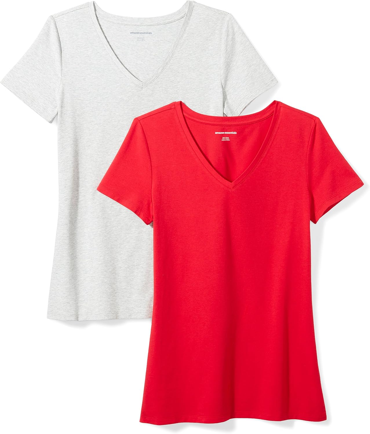 Amazon Essentials Women's Short Sleeve V-Neck T-Shirt, Pack of 2