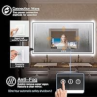 Vista 121 de 88x38 Large Light Bathroom Mirror - Backlit and Front Lighted LED Wall-Mounted Vanity Mirror Modern Rectangle Black Mirror, Dimmable, Anti-Fog