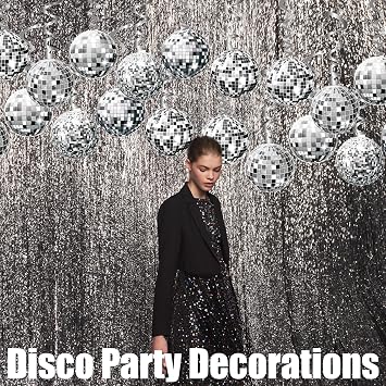48 Pcs Hanging Swirl Decor, 70s Disco Ball Hanging Swirls, Disco Party Hanging Streamer, Disco Ball Decorations, Silver Ceiling Decor for Retro Disco Fever Party Birthday Party Favors Supplies