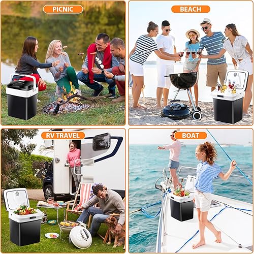 Miniatura 2 de ZENY Refrigerador eléctrico y calentador para vehículos y camiones - Refrigerador termoeléctrico de 12 V CACC con asa, refrigerador portátil de