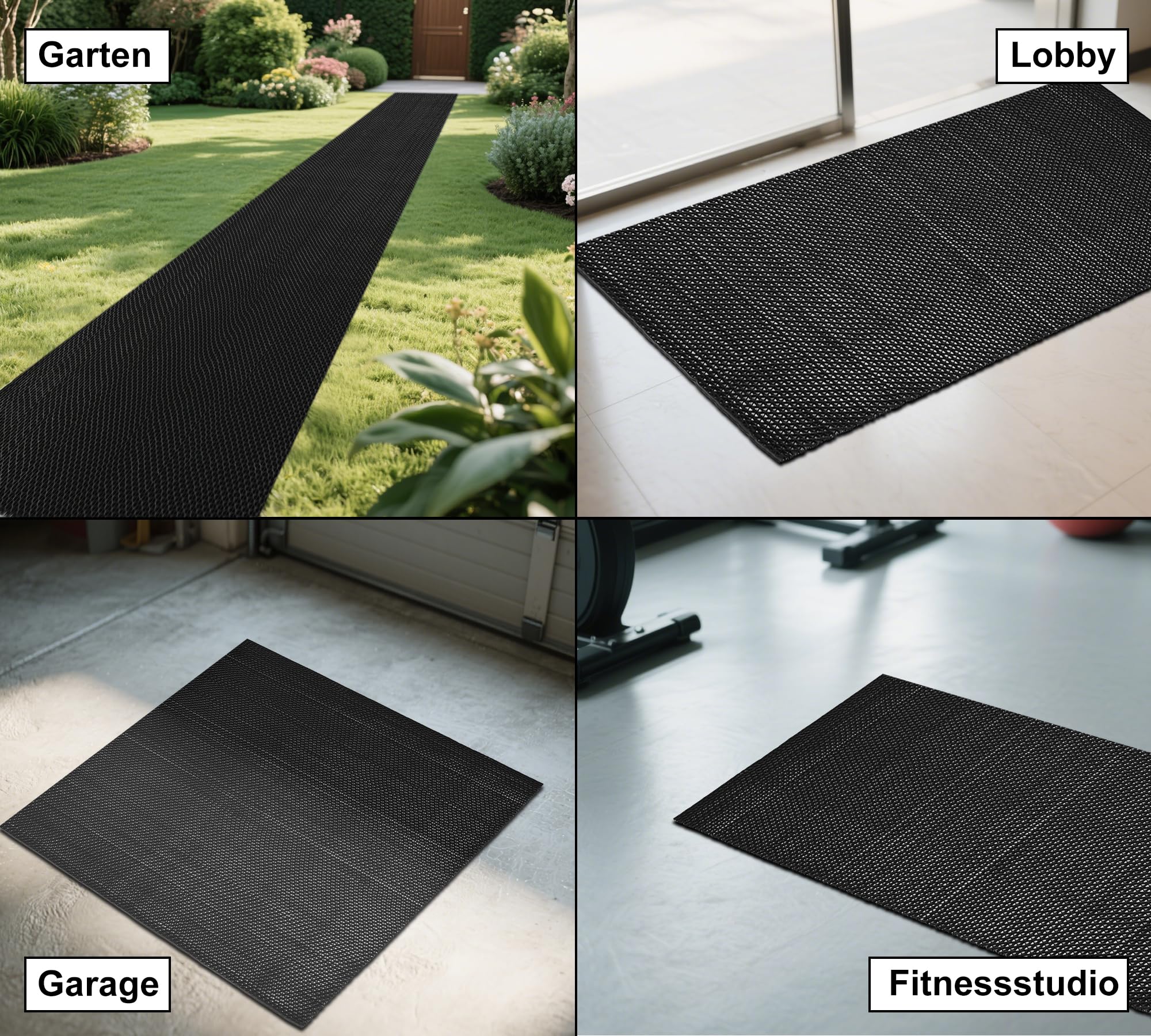 MYOYAY Tappetino drenante antiscivolo, 0,9 x 3 m, spessore 5,5 mm, tappetino a rete a S, con perforazioni, tappetino da bagno antiscivolo, adatto per bagno, garage e corridoio (nero)