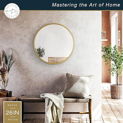 Miniatura 2 de MCS Master & Co. Espejo de pared de metal, redondo de 26 pulgadas, latón