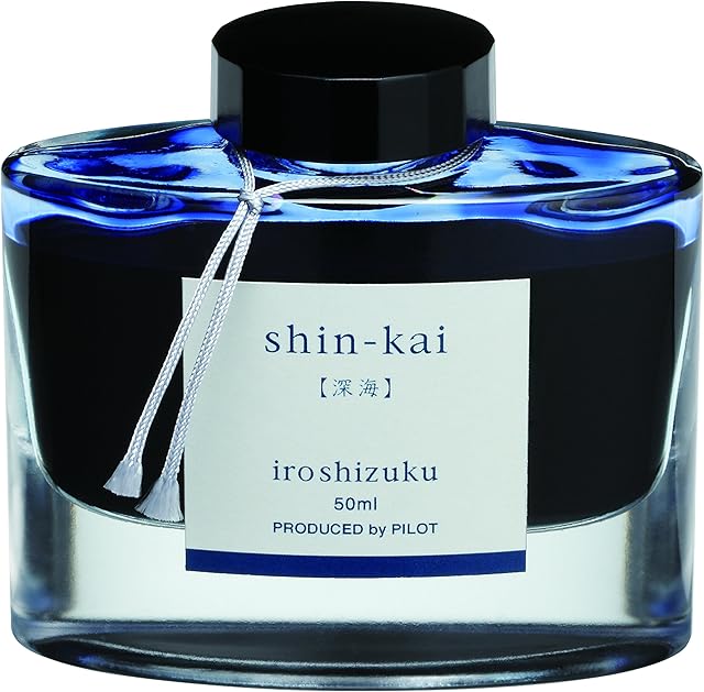 Pilot Iroshizuku Fountain Pen Ink - 50 ml Bottle - Shin-Kai Deep Sea Blue (Blue Gray) (Japan Import) (INK-50-SNK)