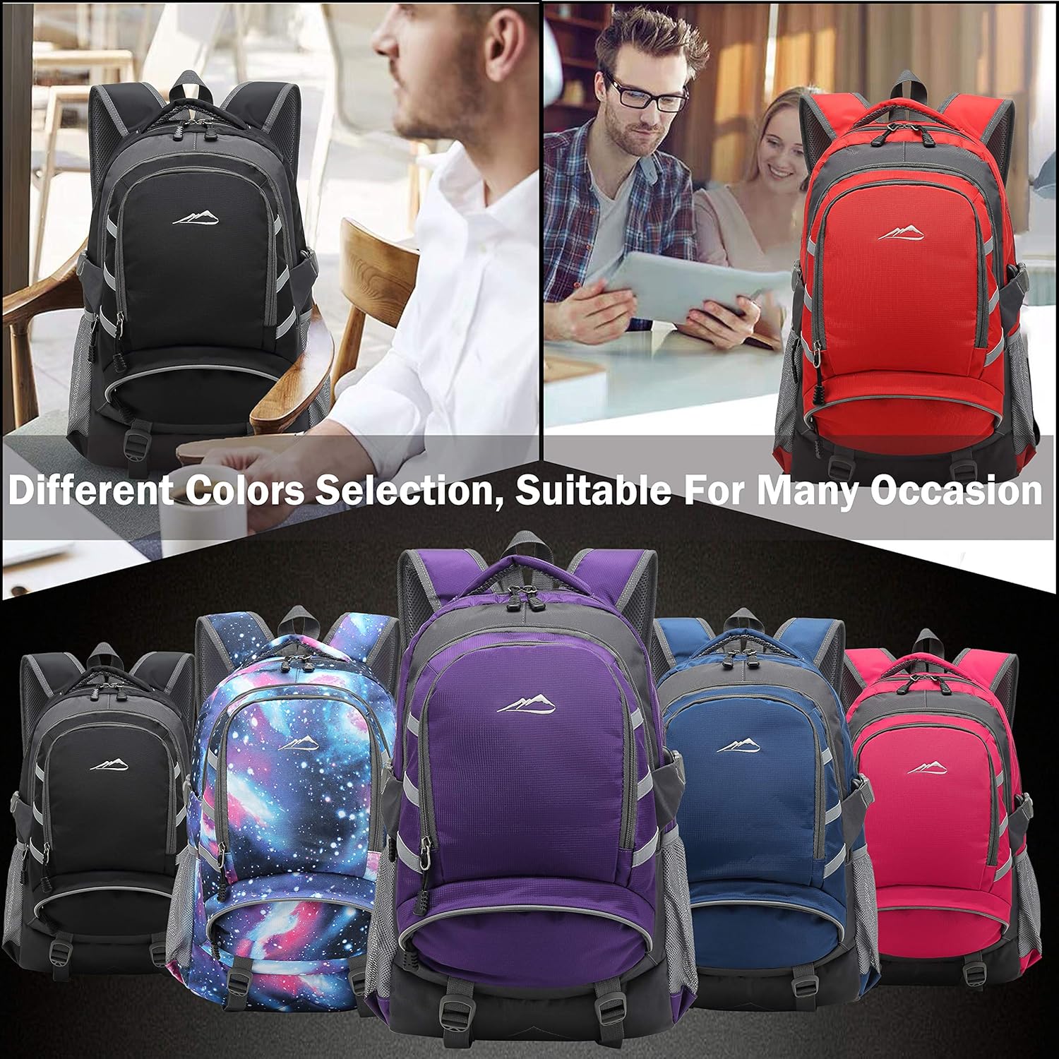 One-Day Sale: Up to 50% Off Backpack For School Student CollegeBookbag Business Travel with USB Charging Port Fit Laptop Up to 15.6 Inch Chest Luggage Straps Night Light Reflective (Purple)