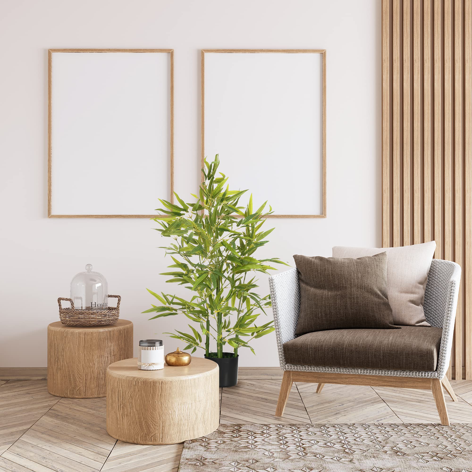HOMCOM Árbol Artificial de Bambú 90 cm Planta Artificial Decorativa Verde | Grande, Decoración para Hogar, Oficina, Balcón, Dormitorio, Interior