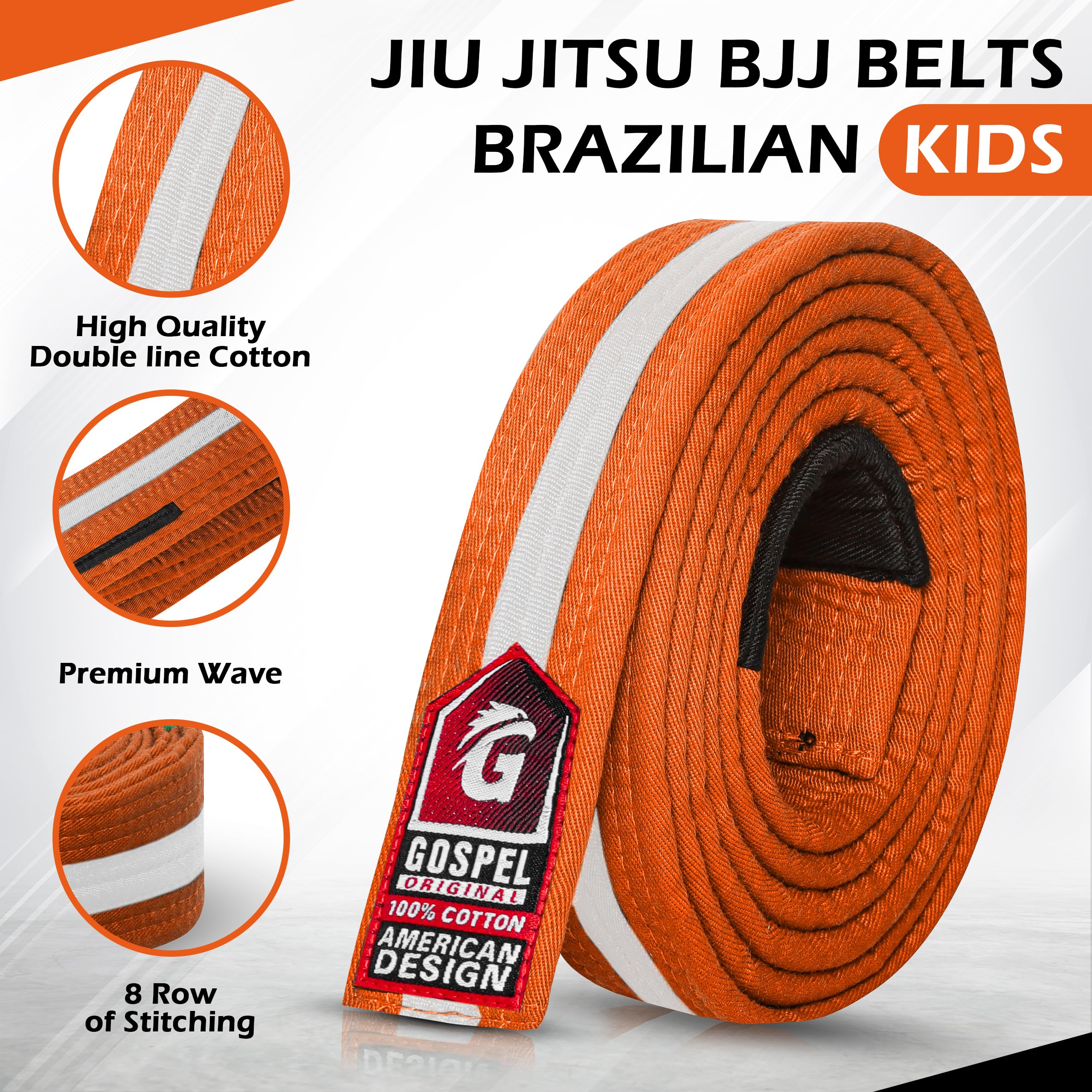 Gameness Jiu Jitsu Youth Belt | BJJ Belt for Kids White 00