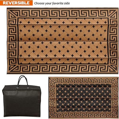 Miniatura 247 de SAND MINE Alfombras reversibles, alfombra de paja de plástico, alfombra de área moderna, alfombra de pavimento grande y alfombra para exteriores