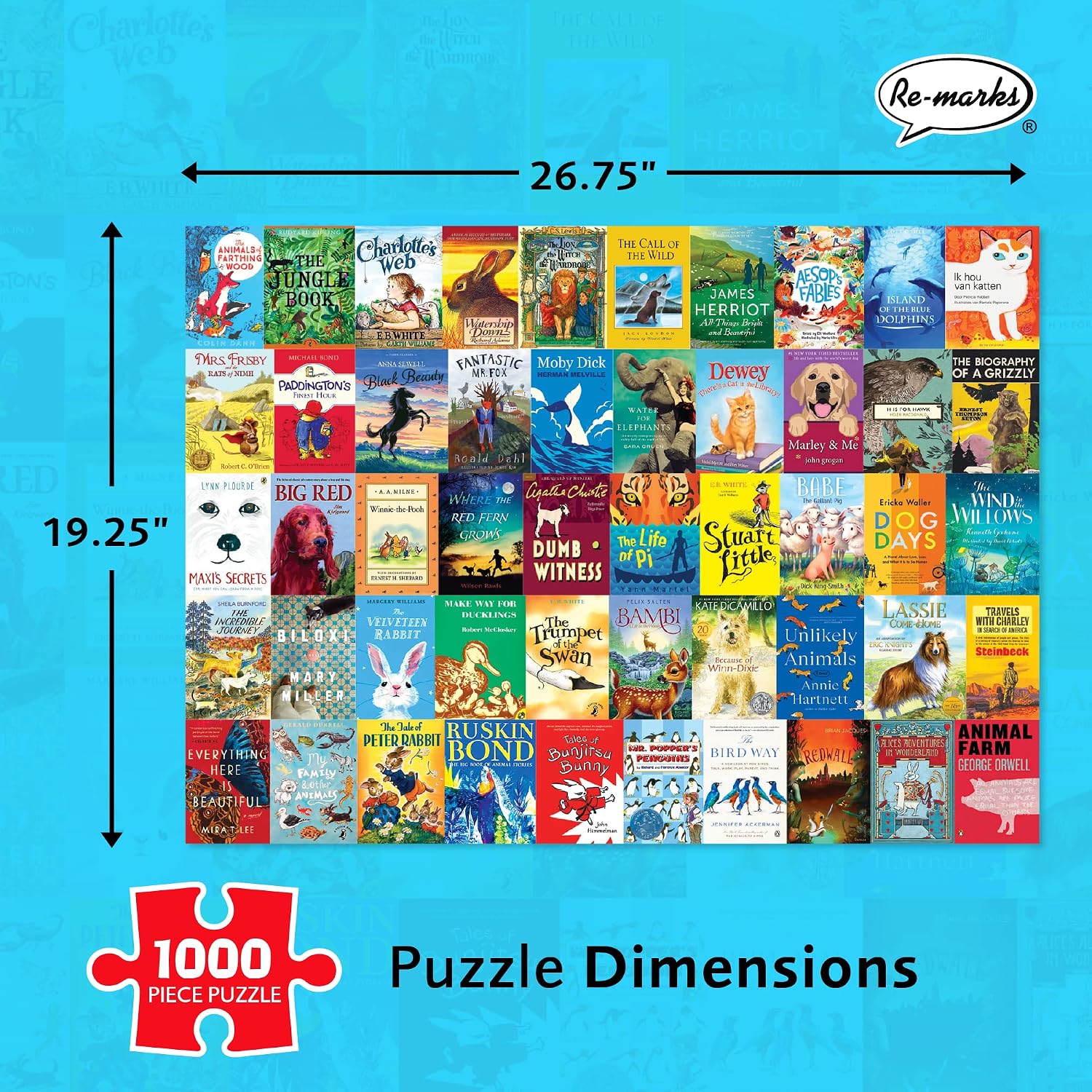 Re-marks Animal Tales Book-Cover Puzzle, 1,000-Piece Jigsaw Puzzle for All Ages image 3