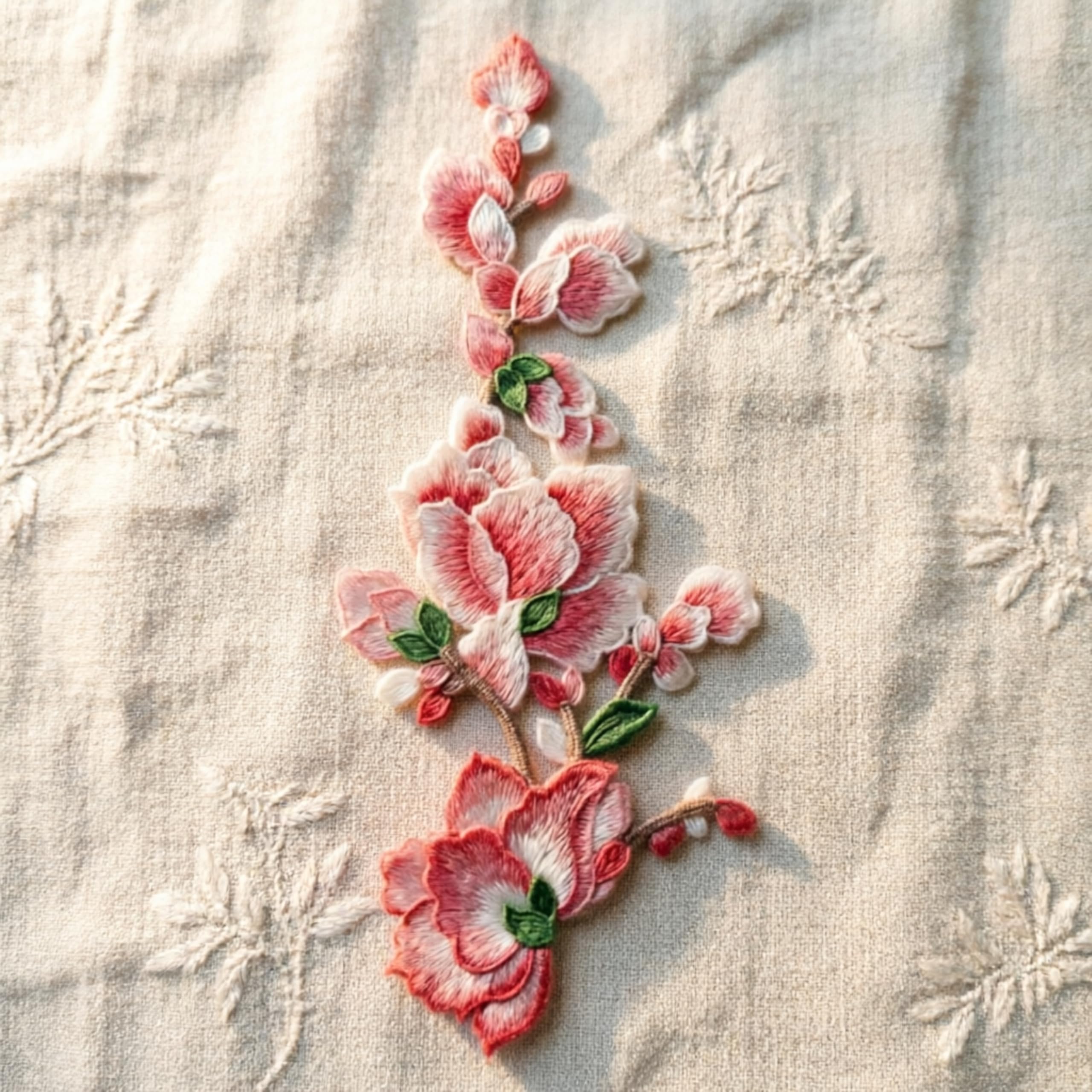 Large Pink Flower Patch, Sew On Embroidered Floral Applique for Clothing