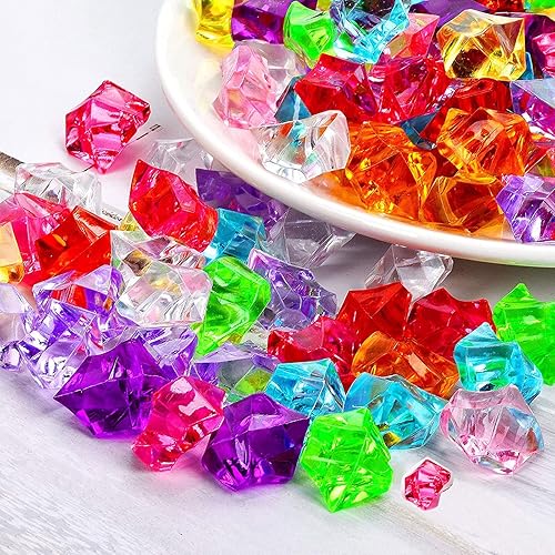 Miniatura 6 de LAUTO Decoraciones de Navidad, piedras de hielo de cristales falsos, 270-280 cubos de hielo falsos combinados de varios tamaños, diamantes de