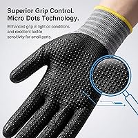 Vista 2 de KAYGO MicroFoam - Guantes de trabajo con revestimiento de nitrilo, 12 pares KG19N de nailon de punto sin costuras, micropuntos para un mejor agarre