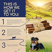 Vista 4 de YUMA'S Natural Bully Sticks 6 inch Pack of 5 for Dogs for Intense Chewers Digestible Dog Treats Made of 100% Beef - Dog Bully Sticks for Cleaner