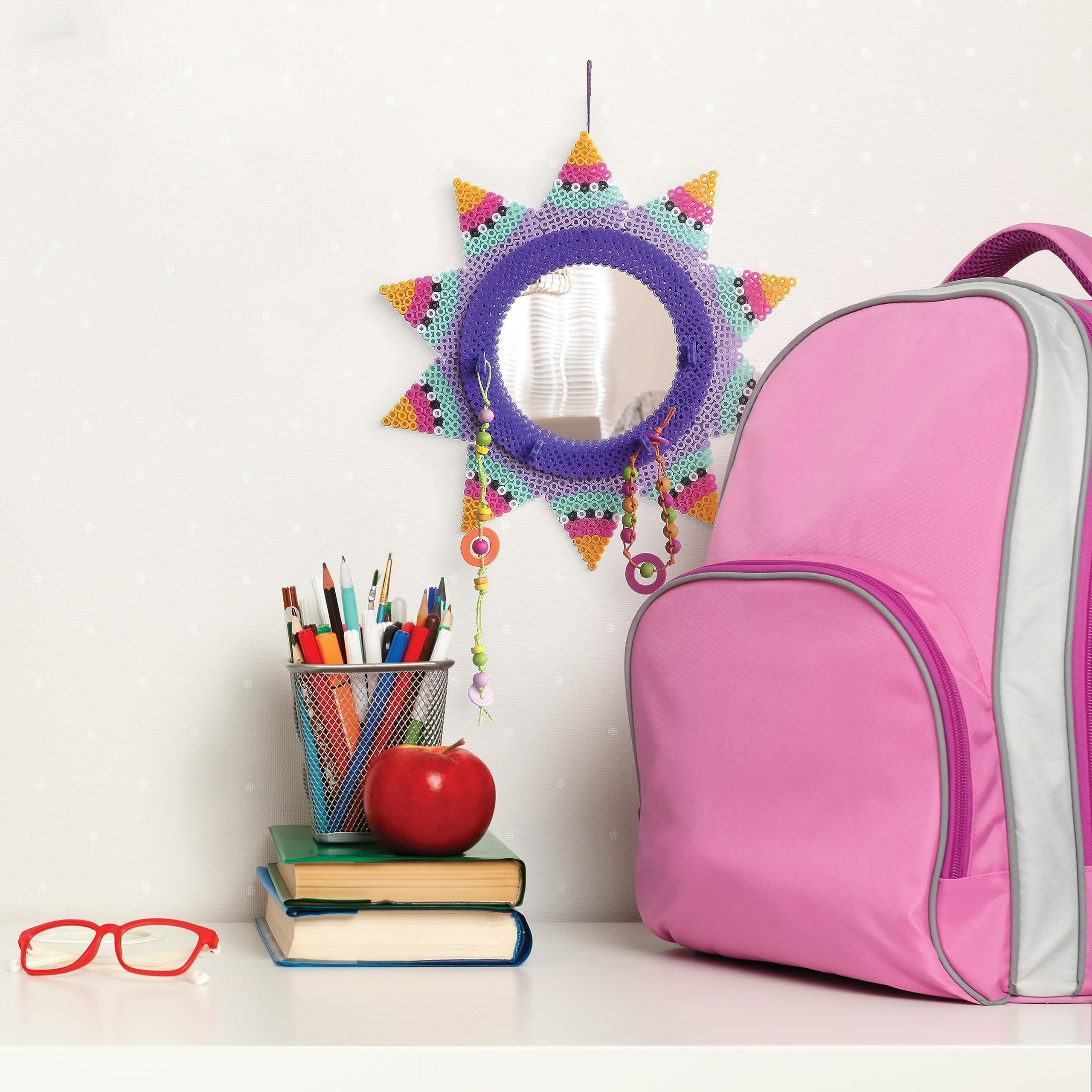 Perler Fused Bead DIY Jewelry Organizer and Room Decor Craft Activity Kit, 9.5" x 9.5", Multicolor 1509 pcs - Image 7