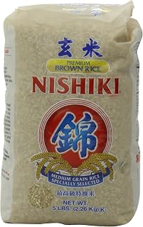 Nishiki Premium Brown Rice 5-Pound - Whole Grain Nutty Flavor, Chewy Texture, High Fiber Nutrition