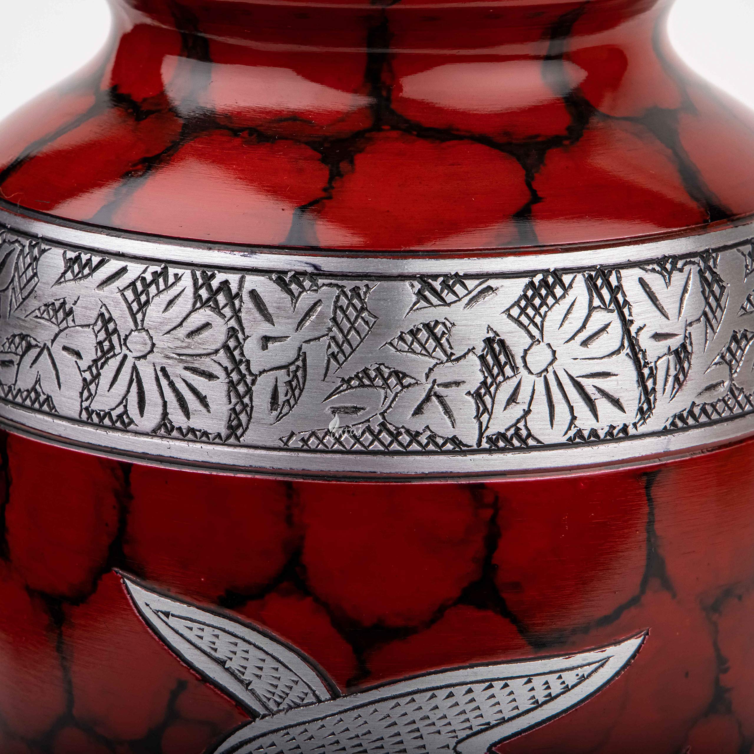 Urna funeraria per ceneri umane, urna funebre per adulti, realizzata a mano, a prezzi accessibili, grande urna per ceneri (Classic Royal Wings rosso, adulto)
