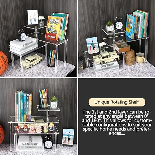 Miniatura 4 de ELEGANTLIFE Soporte elevador de acrílico Estante transparente de 3 niveles para Funko POP, Amiibo, figuras, coleccionables, cupcakes, perfumes,