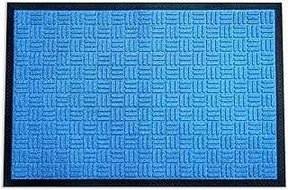 Envelor Door Mat Outdoor Mats for Home Entrance Low Profile Doormat Indoor Floor Mat Patio Entry Mat Heavy Duty Rug Garage Door Mat Outdoor Entrance Thin Door Mat, Checker, 24 x 36 Inches, Blue