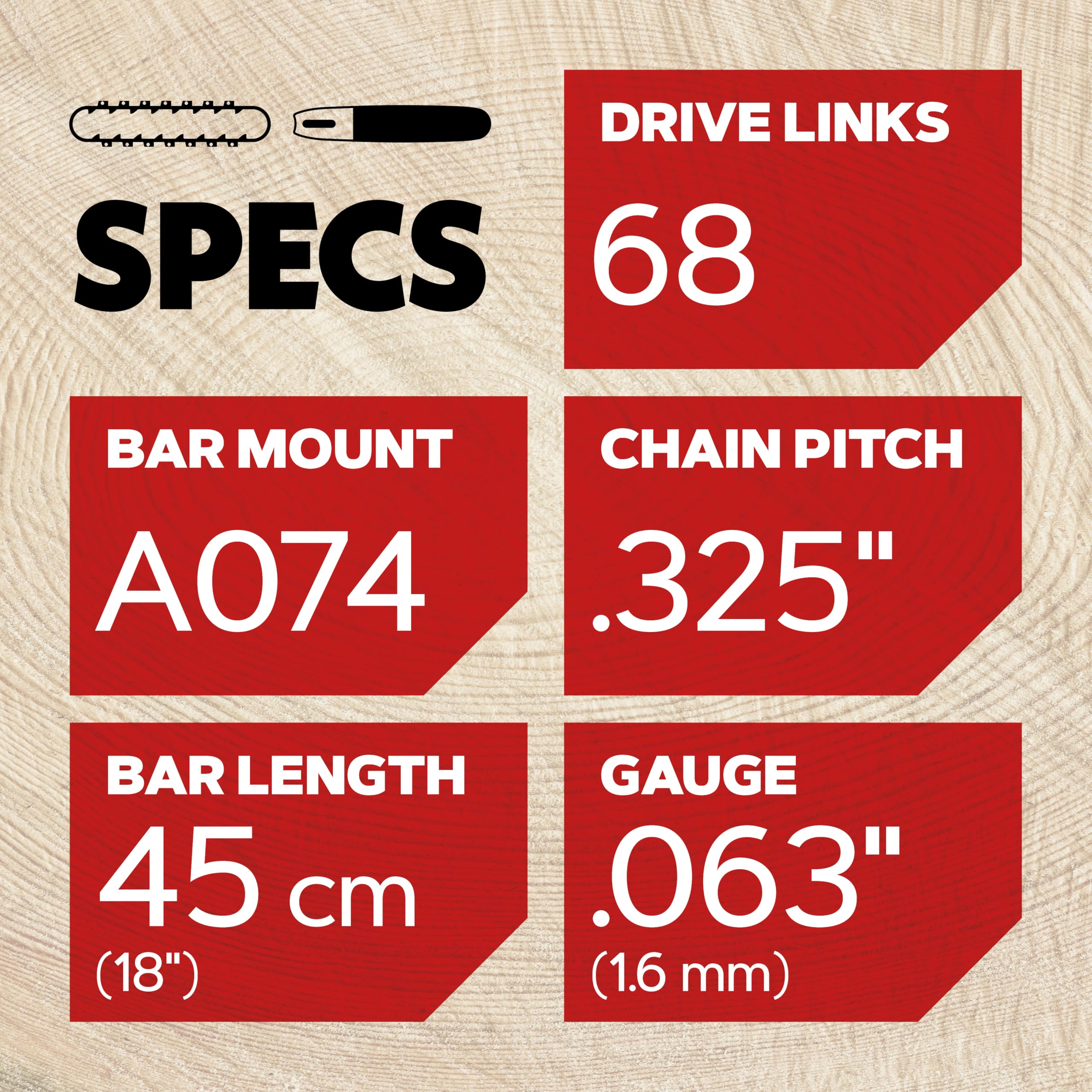 Oregon Barra de motosierra de repuesto de 18 pulgadas y cadena L68, paso de 0.325 pulgadas, calibre de 0.63 pulgadas, 68 eslabones de transmisión, se adapta a varios modelos Stihl (578780)
