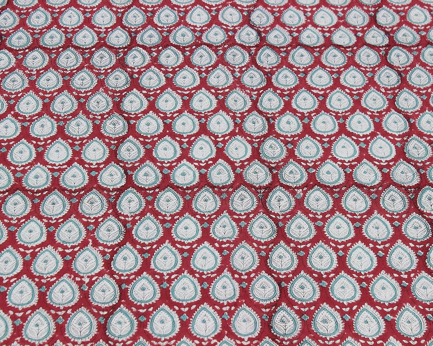 72x118 Inches Rectangle Hand Block Printed Cotton Tablecloth, Red Green Floral Table Cloths Washable, Indian Table Linen for Outdoor Thanksgiving Gifts Home Decor Dinning Outdoor image 4