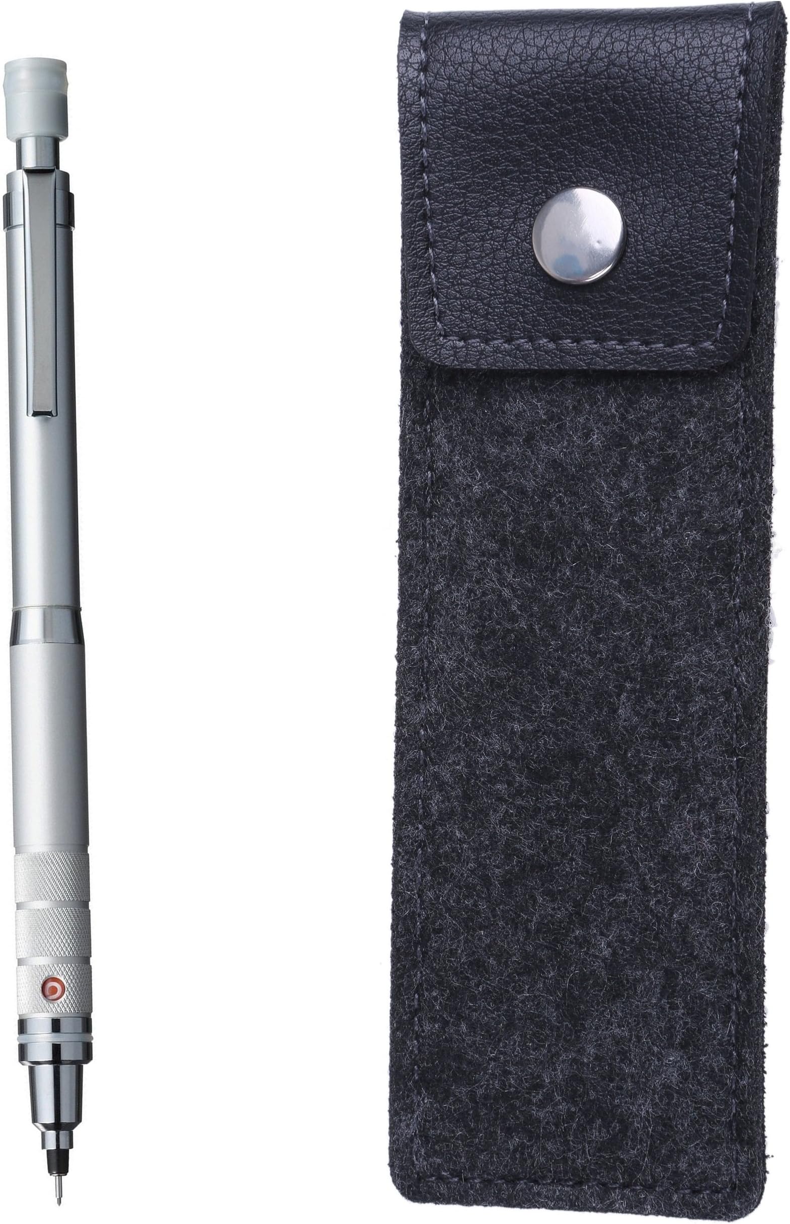 uni Kuru Toga Gun Metallic Mechanical Pencil with black felt pen case (Silver)