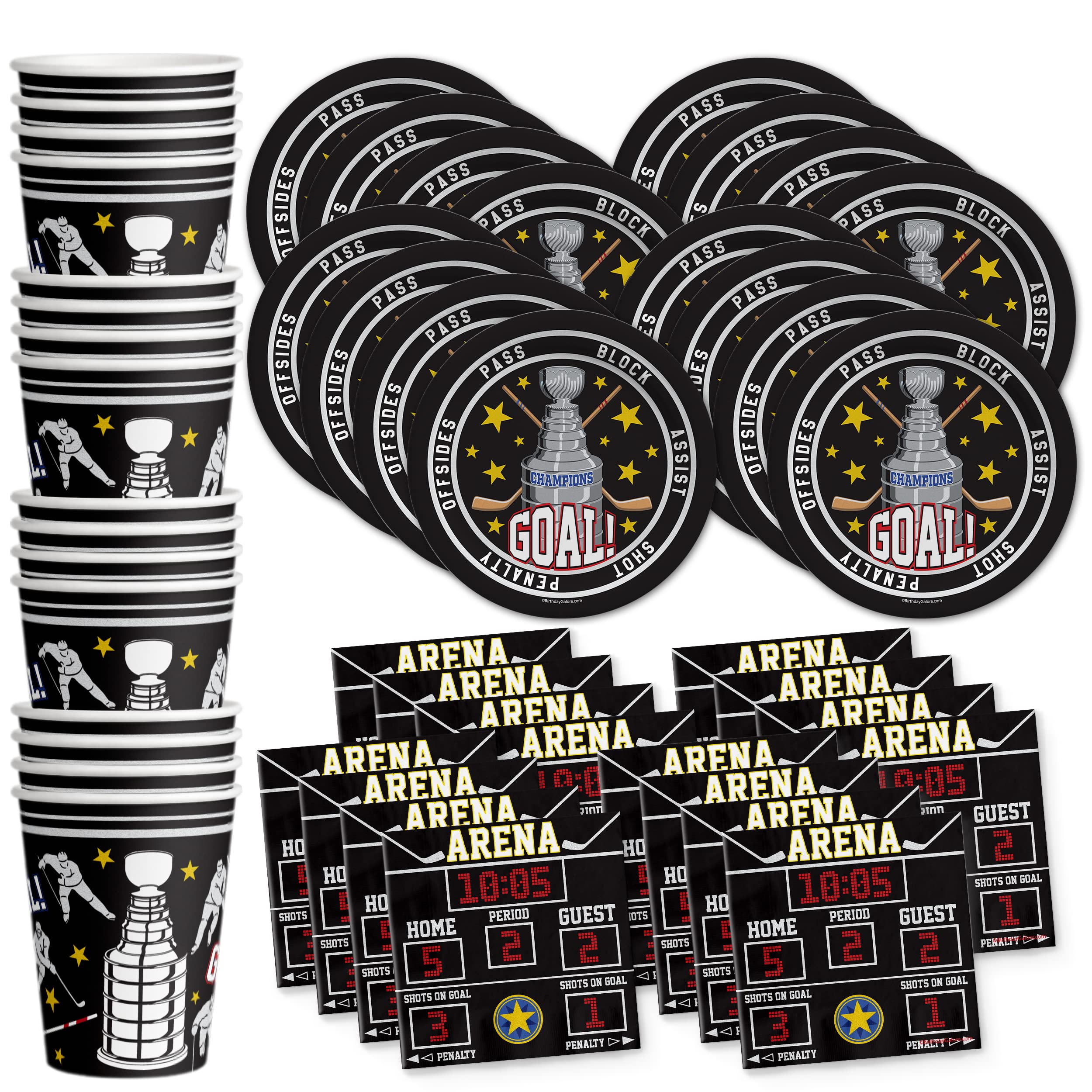 Hockey Birthday Party Supplies Set Plates Napkins Cups Tableware Kit for 16