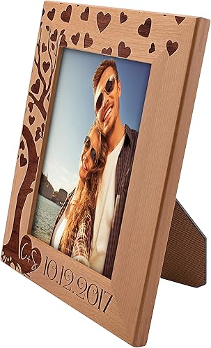 Miniatura 2 de Customization Mill Marcos de fotos personalizados de 5 x 7 pulgadas, regalos de cumpleaños para la pareja, árbol de corazón, romántico