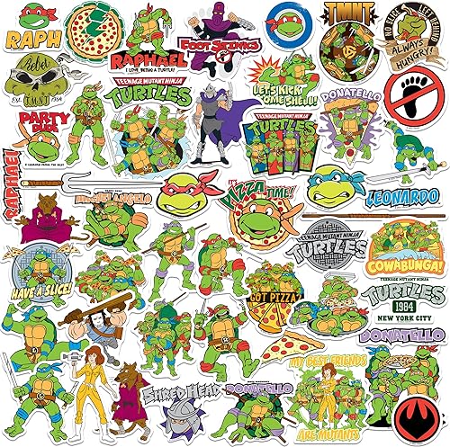 Teenage Mutant Ninja Turtles TMNT 2nd Variety Mix 50 unidades de calcomanías grandes de vinilo de lujo paquete variado Laptop, botella de agua,