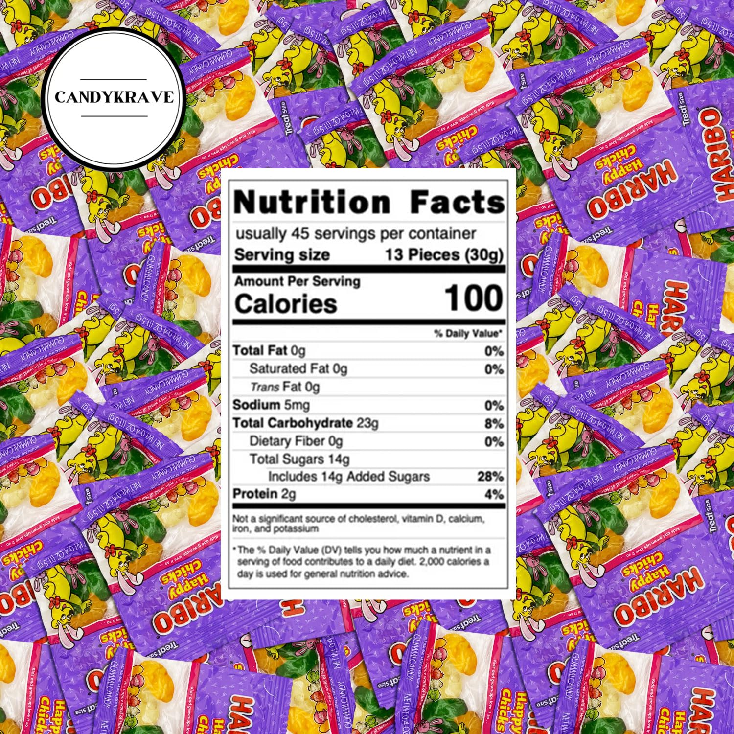Harybo Happy Chicks Gummi Candy - Original Mixed Fruit Flavors - Individually Wrapped Pouches - Delicious Mini Gummy Candies for Kids, Adults, Easter, Good Friday, Birthdays & Pantry (2 lbs)