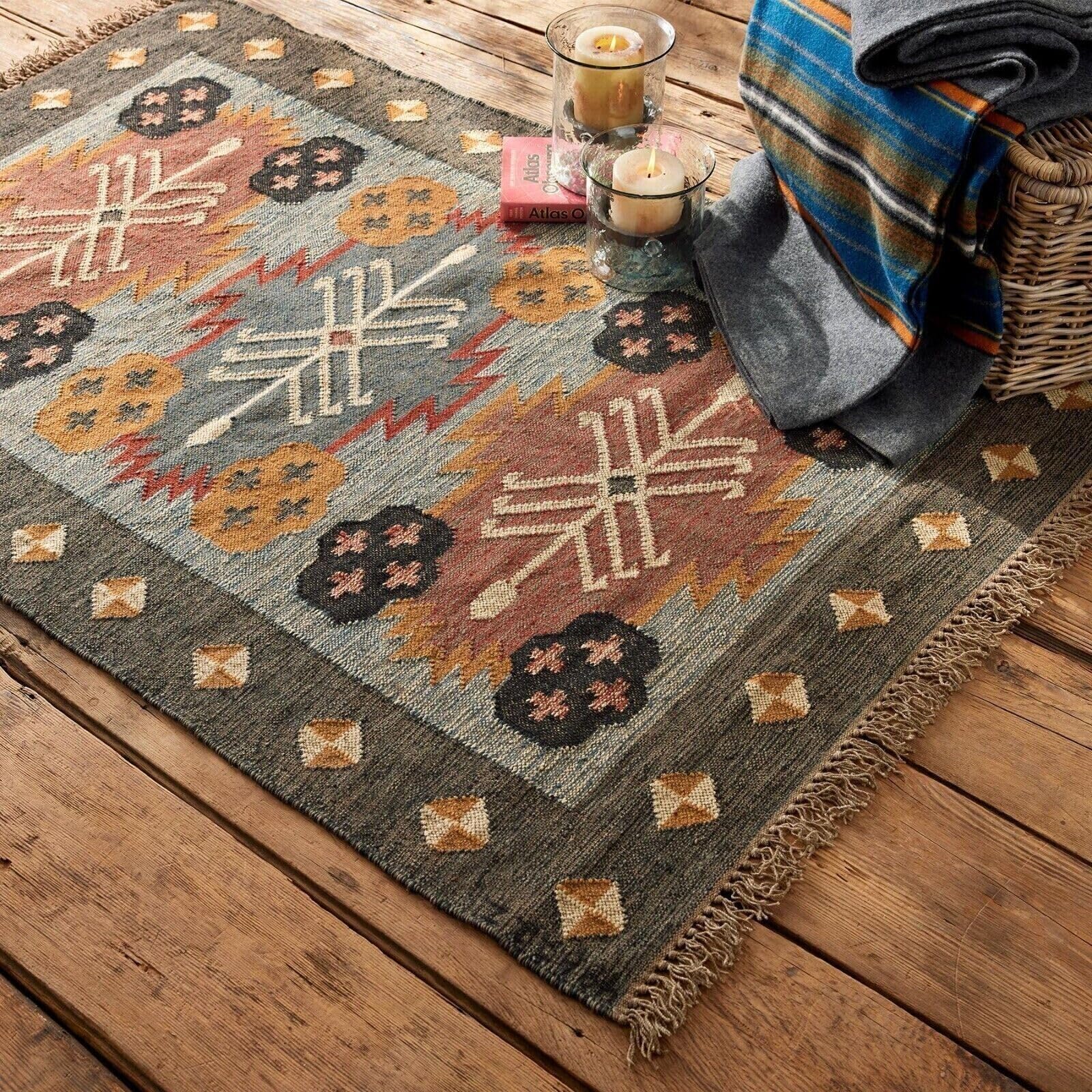 Tappeto Kilim di lana juta, rettangolare, resistente, realizzato a mano, tappeto per arredamento moderno per la casa, soggiorno, camera da letto, 90 x 180 cm