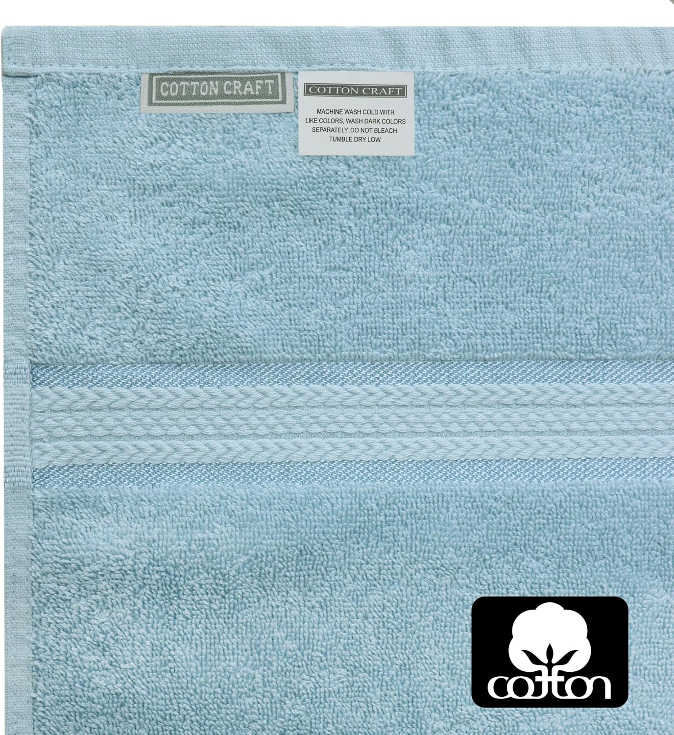 COTTON CRAFT Ultra Soft Hooded Towel – 2 Pack Oversized 35x70 Towel with Hood for Adults - 580 GSM 100% Cotton Ringspun Terry - Luxurious Plush Absorbent Pool Beach Bath Sheet Wrap – Light Blue