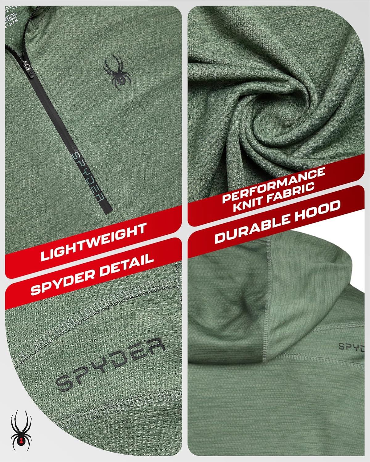 Spyder Mens Quarter Zip Pullover Sweatshirt - Lightweight Performance Fleece Dry Fit Quarter Zip Hoodie Sweatshirts for Men - Image 3