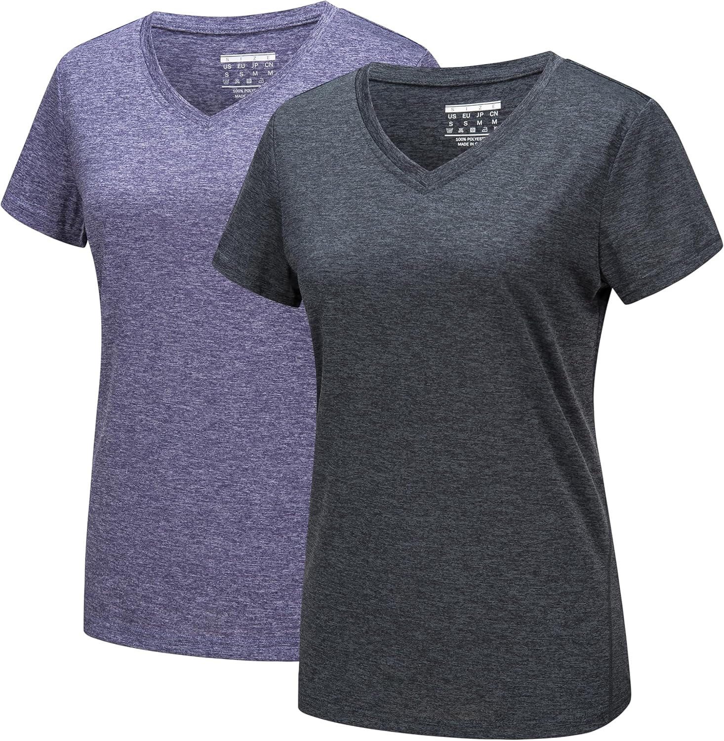 MAGCOMSEN 2 Pack Womens Short Sleeve Tees Moisture Wicking Shirts Summer V Neck Running Tops