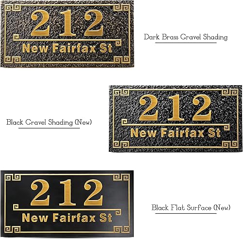 Vista 195 de Placa de dirección personalizada para vivienda con números fundidos de 12 pulgadas para exteriores, placa de identificación de dirección clásico-04