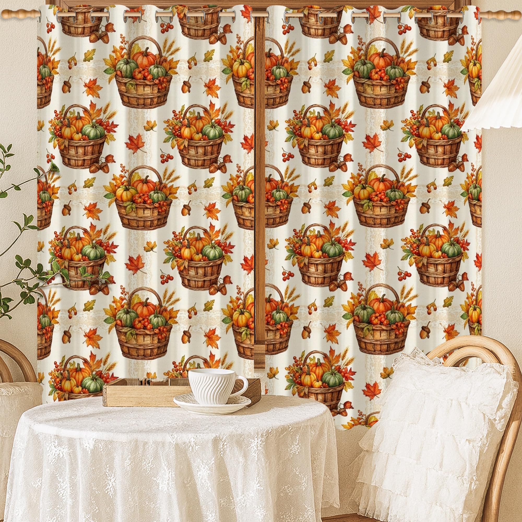 Rideau occultant lavable en machine style rustique d'automne 132 x 137 cm
