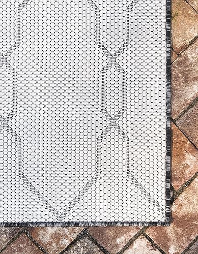 Miniatura 7 de Unique Loom Outdoor Trellis Collection - Alfombra rectangular de 4 pies 1 pulgada x 6 pies 1 pulgada, color carbón y gris