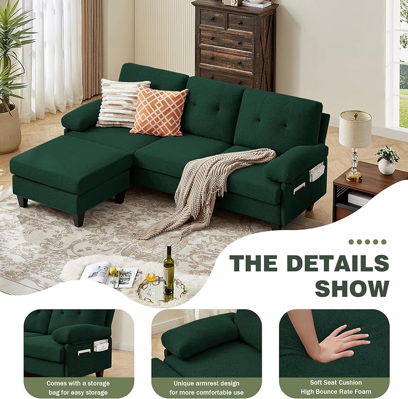 Chireca 84" L‑Shaped Sectional Sofa with Ottoman, Couches for Living Room image 5