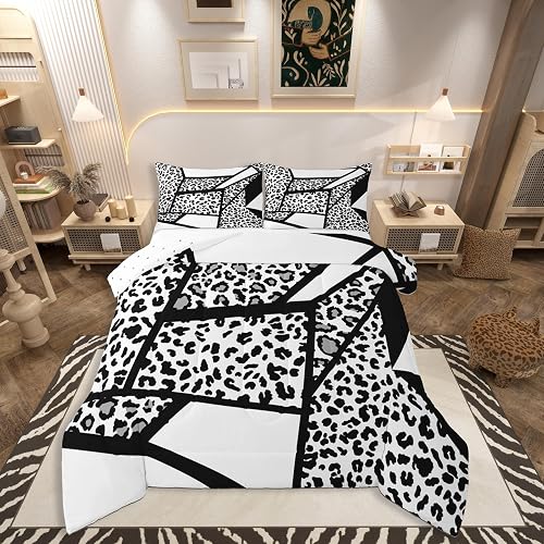 jejeloiu Leopard Comforter Set Queen Size Bedding Set for Ki