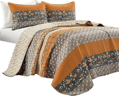 Miniatura 8 de Juego de cama reversible de 3 piezas, diseño de rayas